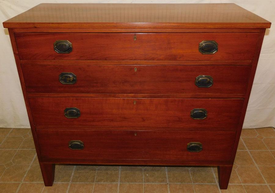 19th C Cherry Inlay 4 Drawer American Chest (1 of 8)