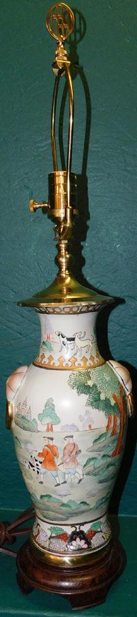 Hand Painted Oriental Hunt Scene Lamp (1 of 4)