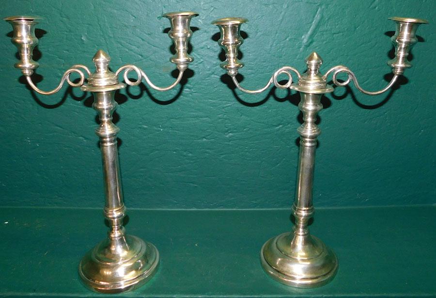 Pair 19th C Silver Candelabras W/ Seam (70 Toz) (1 of 15)