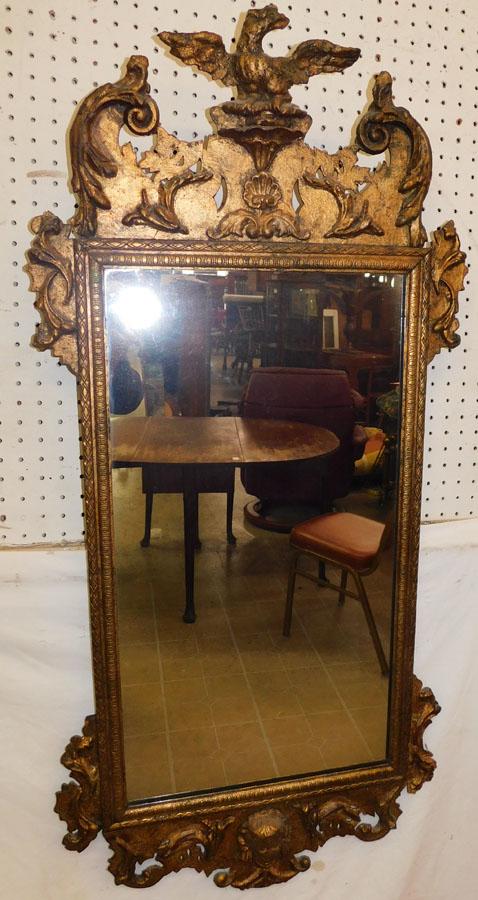 19th C Gilt Framed Mirror W/ Eagle & Putti Crest (1 of 7)