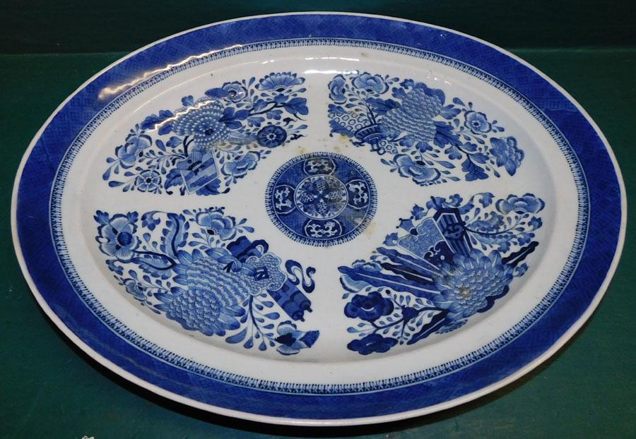 Chinese Blue & White Fitzhugh Oval Platter (1 of 2)