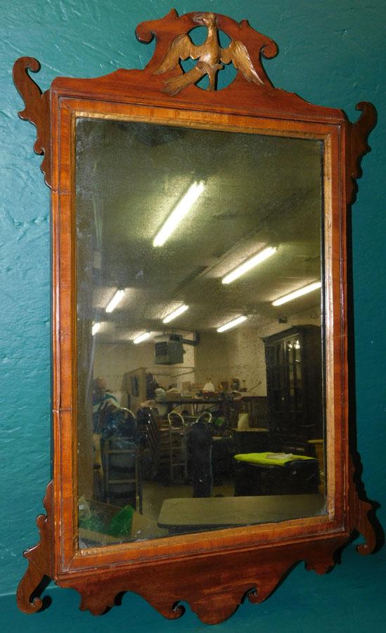 19th C Walnut Mirror W/ Phoenix Crest (1 of 3)