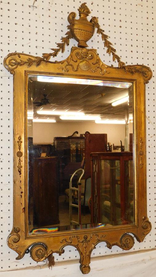 19th C Gilt Framed Beveled Mirror (Top Needs Restoring) (1 of 6)