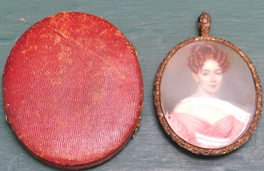 Antique Hand Painted Portrait In Bubble Glass Holder (1 of 3)