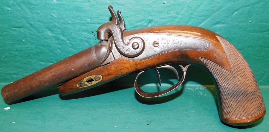 Antique Spanish Double Barrel Pistol: Antique Spanish Double Barrel Pistol . 11" Long
