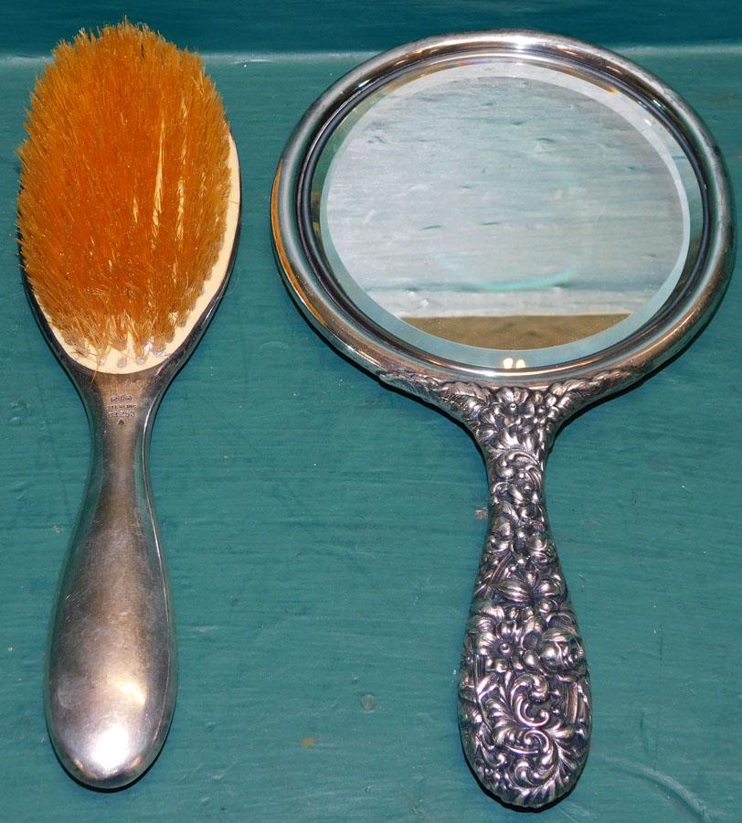 Sterling Handle Mirror & Brush (1 of 5)