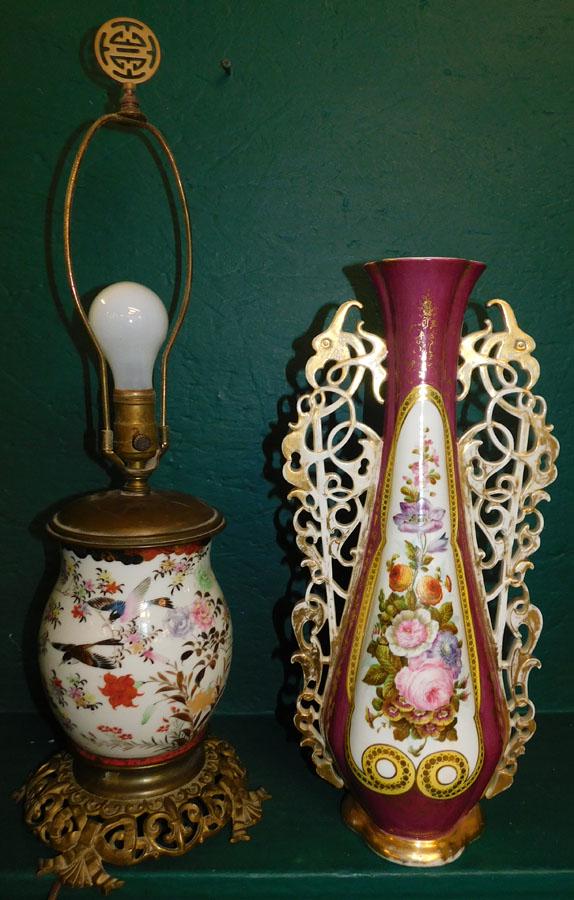 HP Porcelain Vase Made Into Lamp & Old Paris Vase (1 of 4)