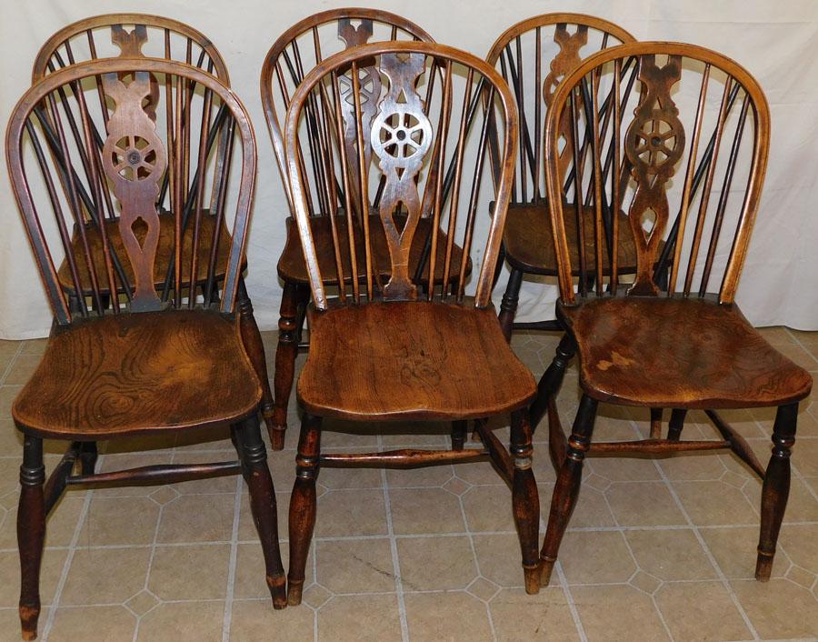 Set 6 19th C Elm Wood Windsor Dining Chairs (1 of 4)