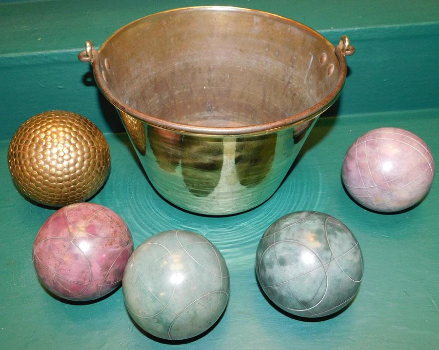 Brass Jelly Bucket W/ 5 Decorator Balls By Am Brass Co. (1 of 4)