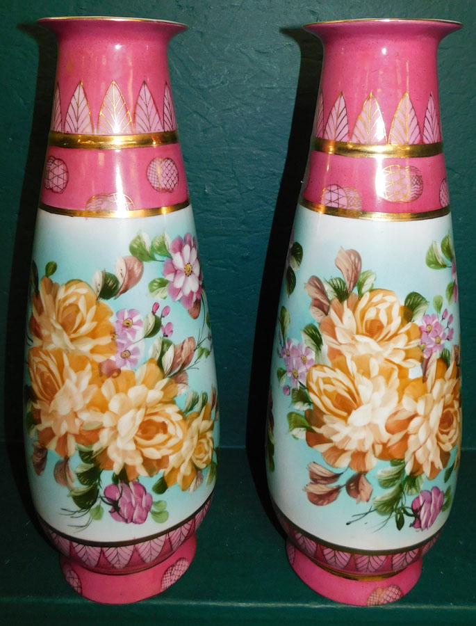 Pair Hand Painted Limoges Porcelain Vases (1 of 3)