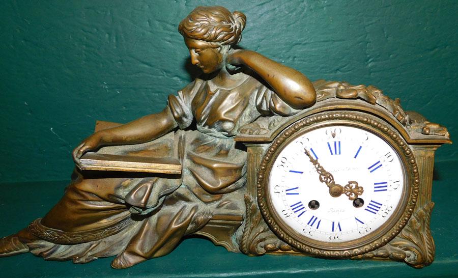 Antique French Bronze Clock (Raingo Fres Paris) (1 of 5)