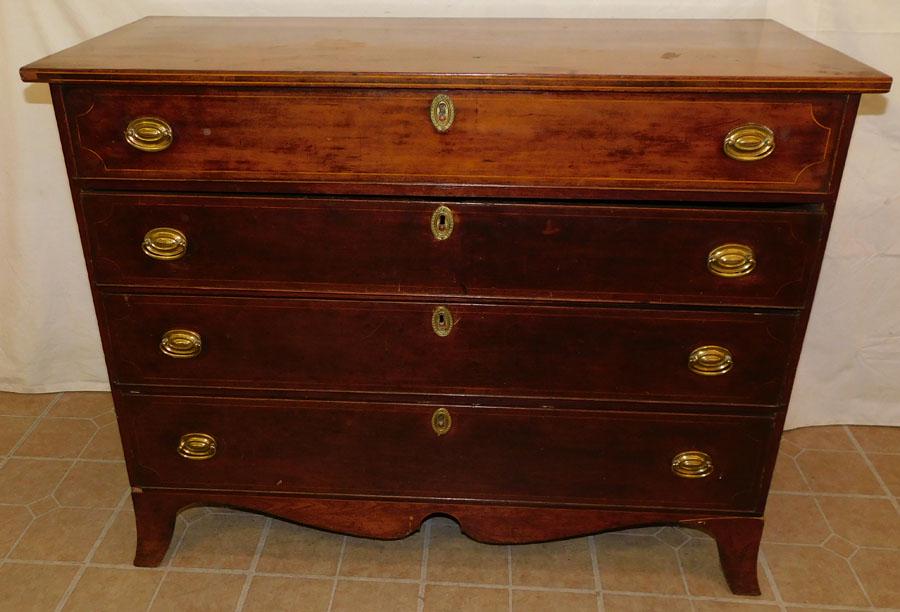 19th C Cherry Inlay 4 Drawer American Chest (1 of 5)