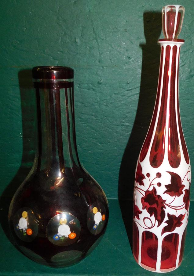 Two Art glass Bottles: Two Art glass Bottles. 14 1/4" H (Largest)