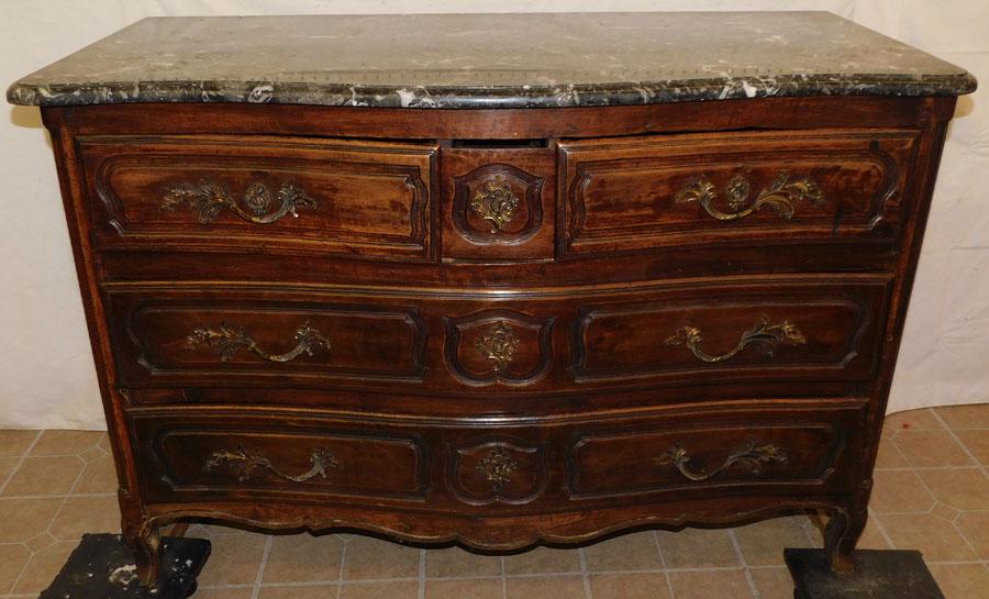 19th C French Marble Top 3/2 Drawer Commode (1 of 7)