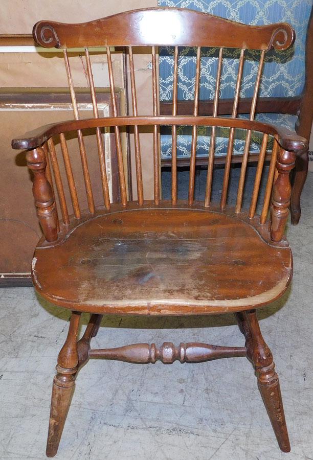 Cherry Windsor Chair by Frederick & Duckloe Bros.: Cherry Windsor Comb Back Chair by Frederick & Duckloe Bros. Portland, PA. 34 1/2" H