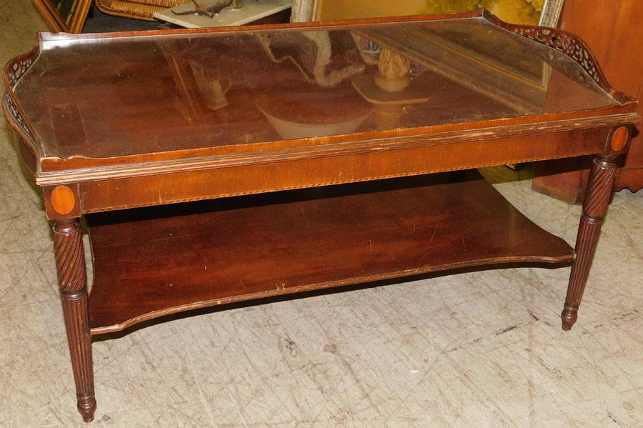 Inlaid Mahogany Tea Table: Inlaid Mahogany Tea Table . 37 3/4" W 20 1/2" D 18 3/4" H