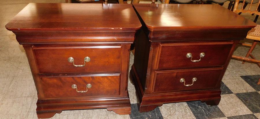 Pair of Cherry 2 Drawer Night Stands: Pair of Cherry 2 Drawer Night Stands . 26 1/4" W 17" D 25 1/2" H