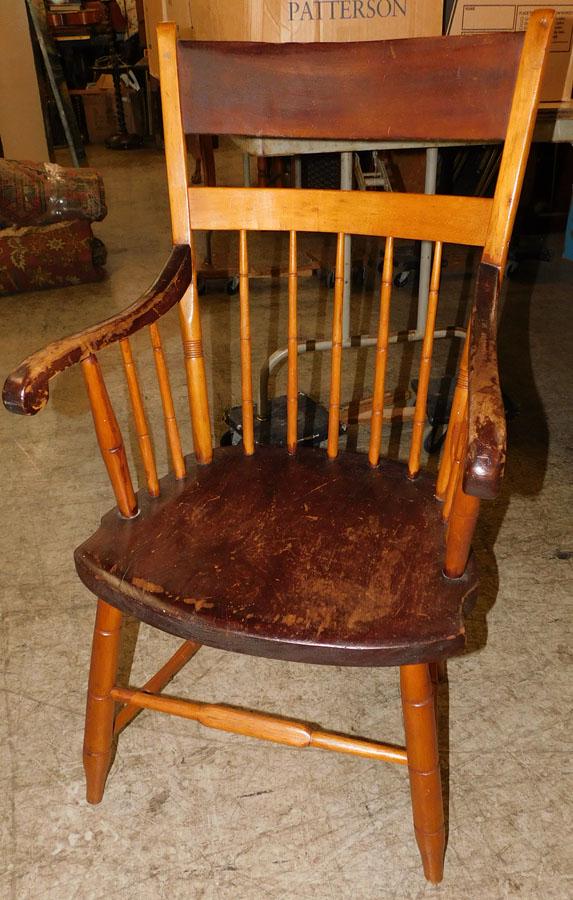 Antique Windsor Arm Chair With Bamboo Turns: Antique Windsor Arm Chair With Bamboo Turns. 40 1/2" H
