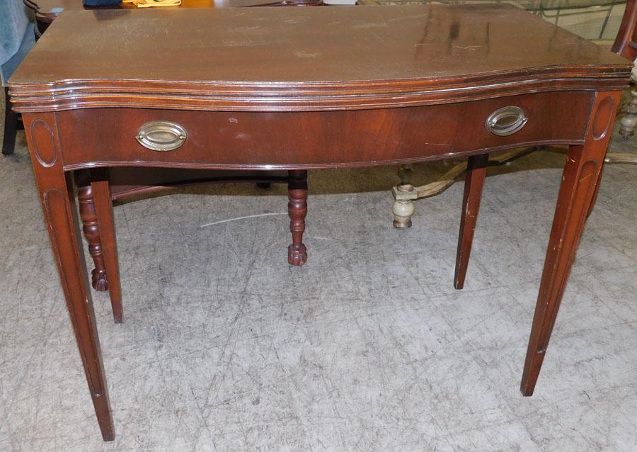 Mah Fold Over Top Console/Dining Table w 2 Leaves: Mahogany Fold Over Top Console/Dining Table With 2 Leaves. 39" W 21" D 30 1/4" H