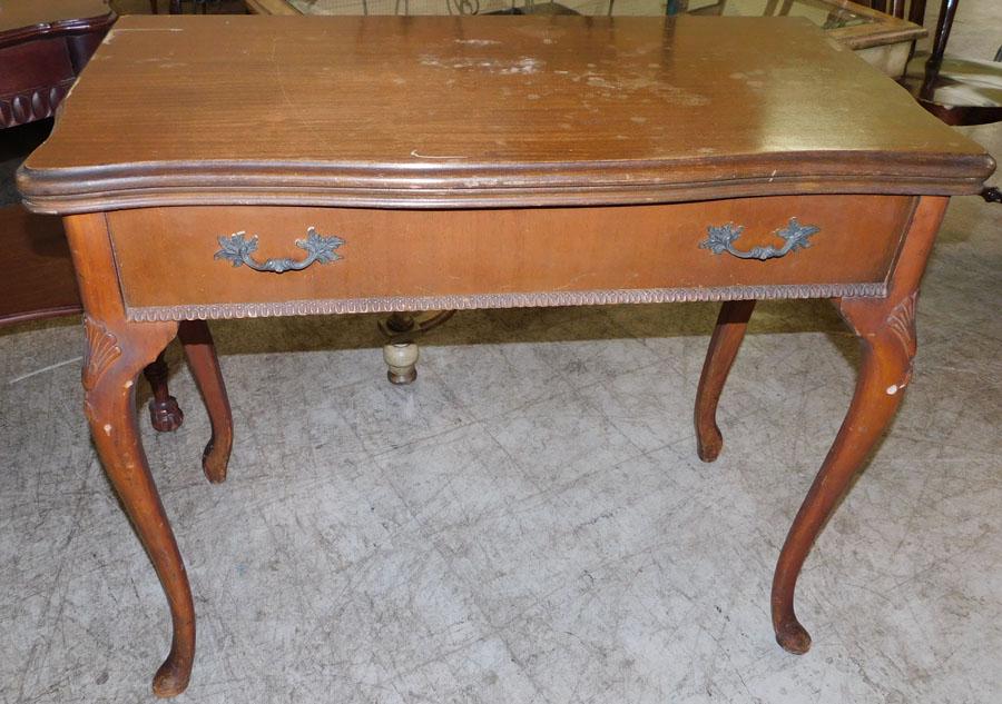 Mahogany Queen Anne Fold Over Top Console Table: Mahogany Queen Anne Fold Over Top Console Table. 37 1/2" W 19 3/4" D 30 3/4" H
