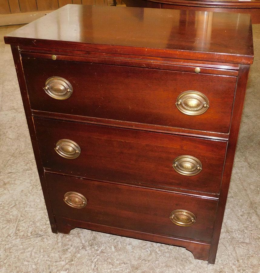 Mahogany Night Stand With Slide: Mahogany Night Stand With Slide. 24" W 15 1/2" D 28 3/4" H