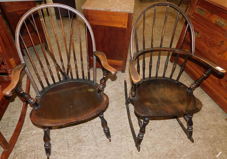 2 Windsor Rocking Chairs: 2 Windsor Rocking Chairs . 36" H