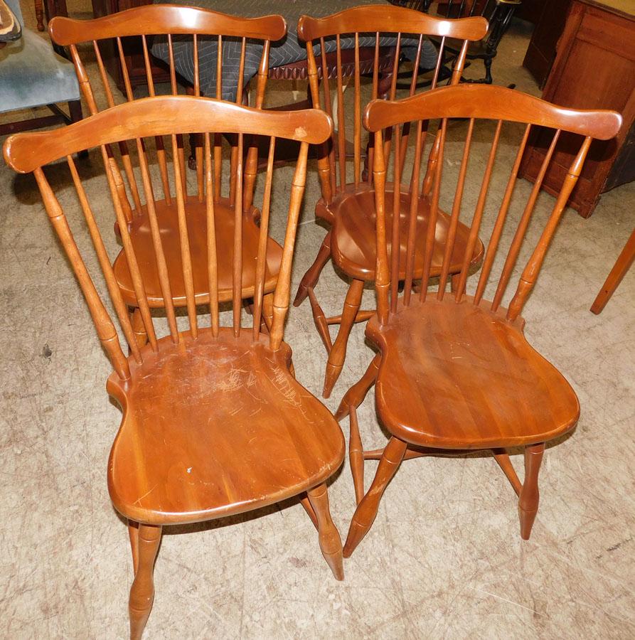 4 Cherry Windsor Dining Chairs by Fredrick Duckloe &: Set of 4 Cherry Windsor Dining Chairs by Fredrick Duckloe & Bros. PA. 36 3/4" H