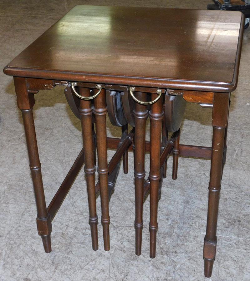 Set of 3 Cherry TV Tables: Set of 3 Cherry TV Tables. 19 1/4" Dia. 21 1/2" H