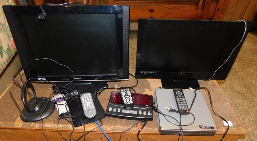 Sharp & Emerson Flat Screen TV, DVD, & Remotes: Sharp & Emerson Flat Screen TV, DVD, & Remotes.
