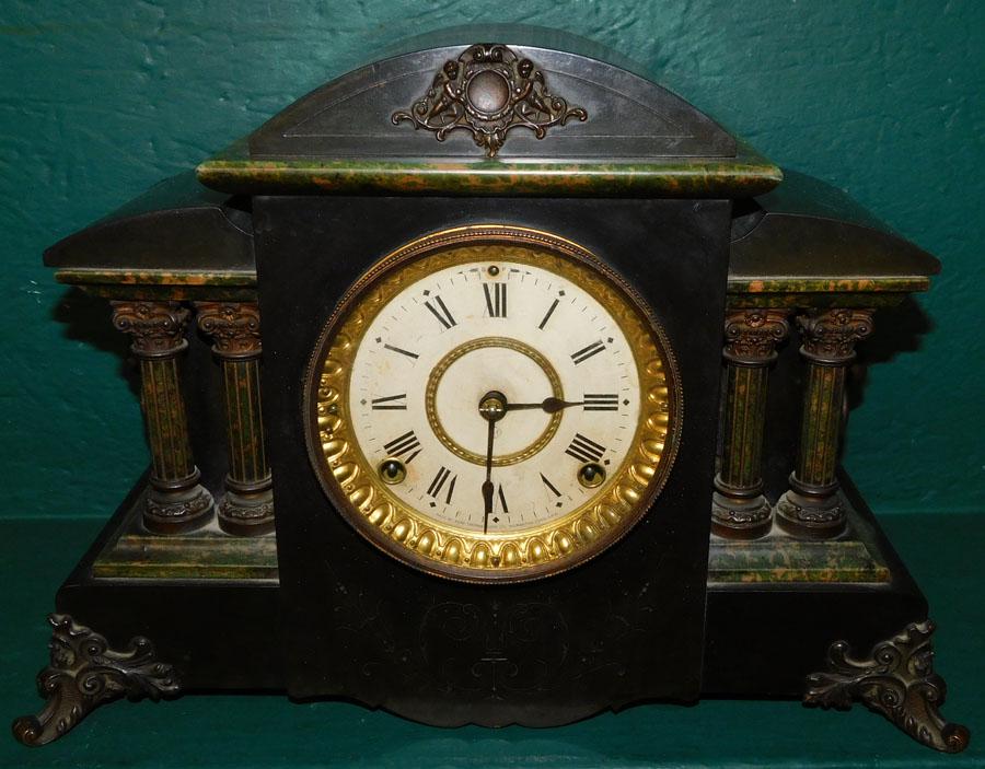 Painted Seth Thomas Clock: Painted Seth Thomas Clock. 16" W 6 1/4" D 11 1/2" H