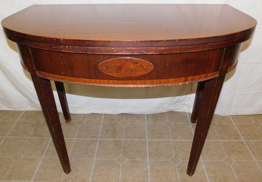 Mahogany Inlaid Fold Over Console Table: Mahogany Inlaid Fold Over Console Table . 38" W 21" D 30" H