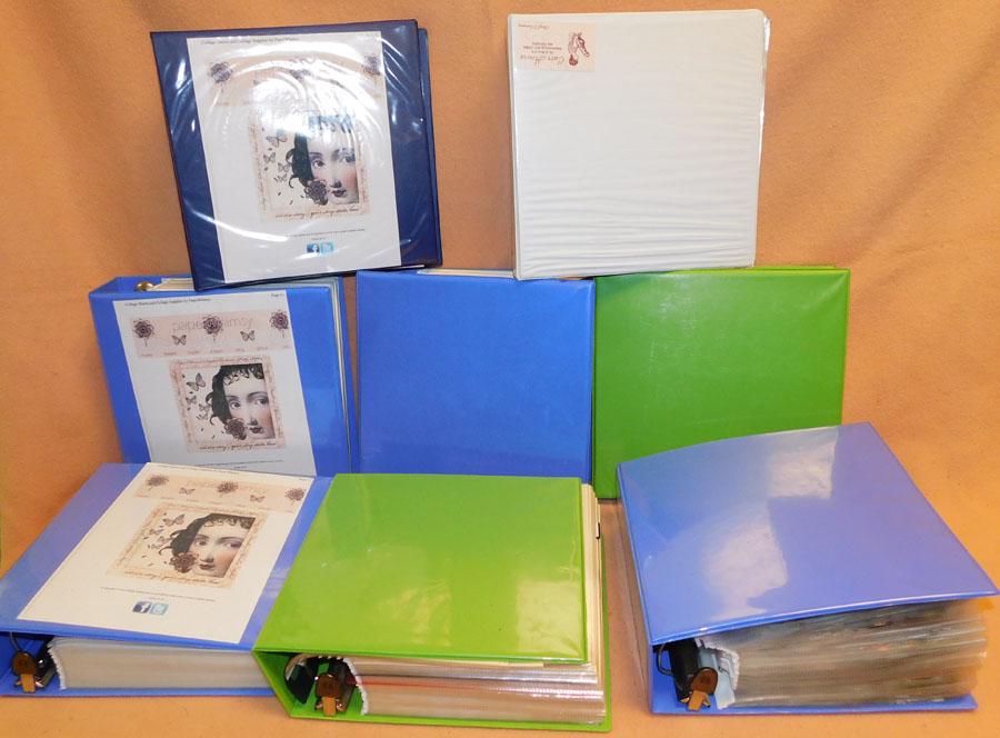 8 Binders of Art Sample Collage Sheets: 8 Binders of Art Sample Collage Sheets.
