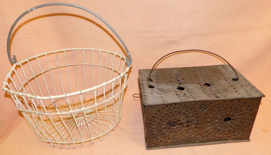 Punch Tin Cricket Box, Vintage Metal Basket: Punch Tin Cricket Box, Vintage Metal Basket. Up to 13" W 8" D 7" H