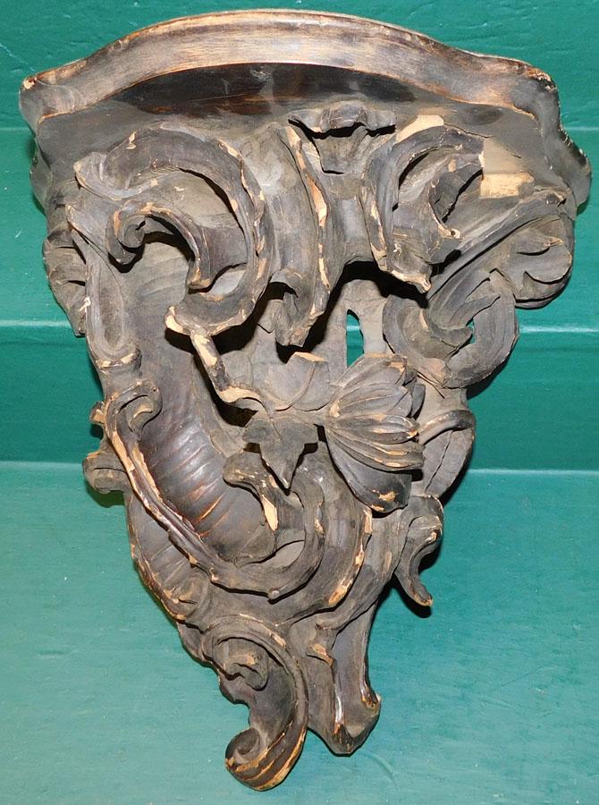 Antique Carved Wood Hanging Shelf (1 of 4)