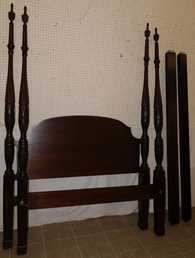 Mahogany Rice Carved Full Size Bed (Has Rails) (1 of 4)
