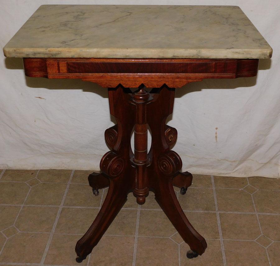 Victorian Walnut Marble Top Table (1 of 4)
