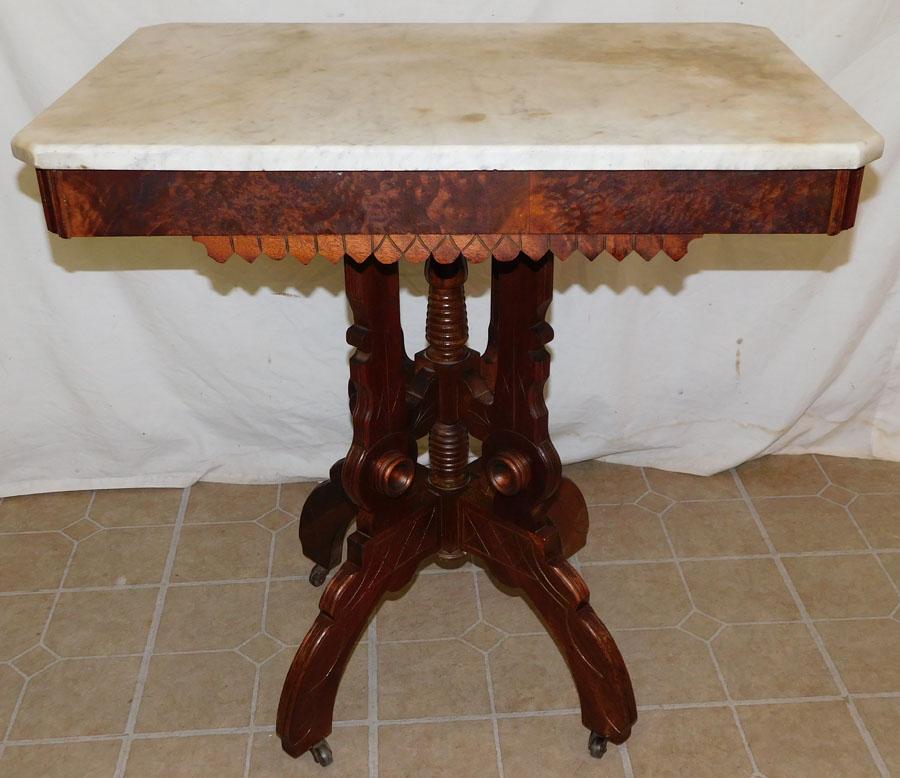 Victorian Walnut Marble Top Table (1 of 4)