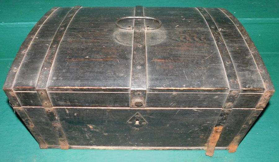 19th C Metal Bound Wood Box (1 of 3)