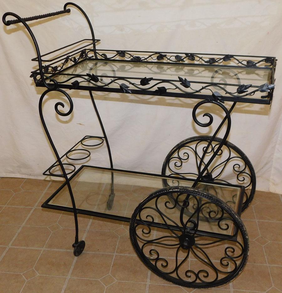Wrought Iron & Glass Tea Cart (1 of 3)
