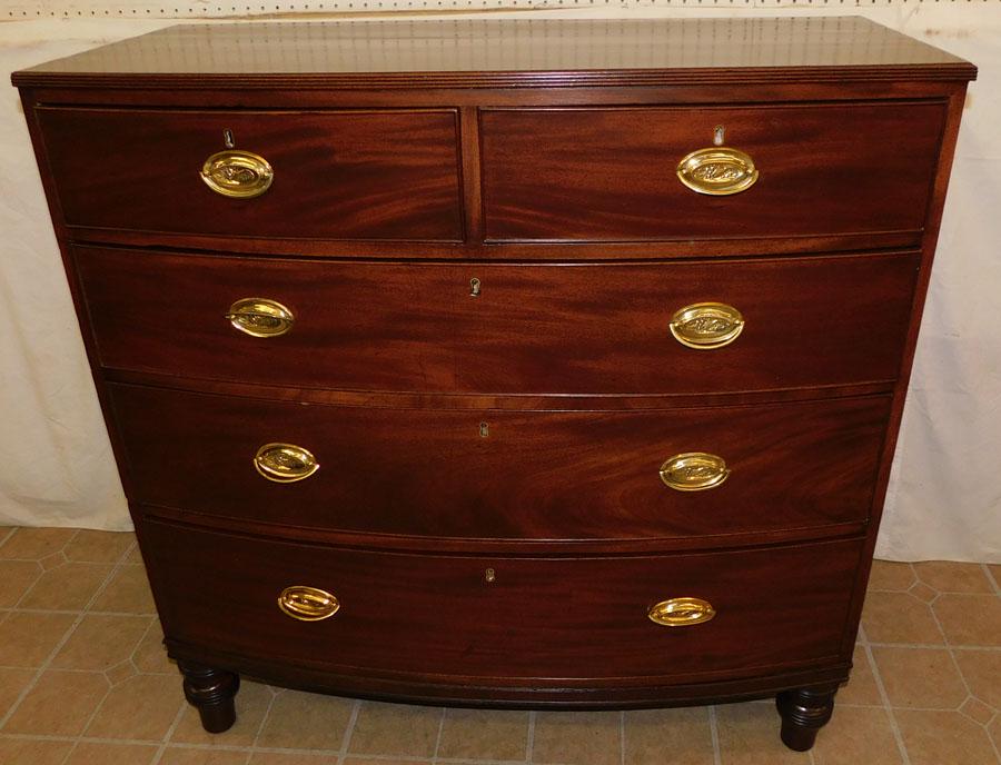 19th C 2/3 Bow Front Mahogany Chest (1 of 6)