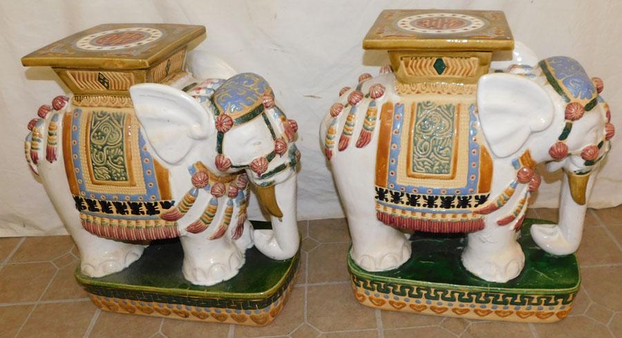 Pr Pnt Dec Porcelain Elephant Garden Seats (1 of 4)