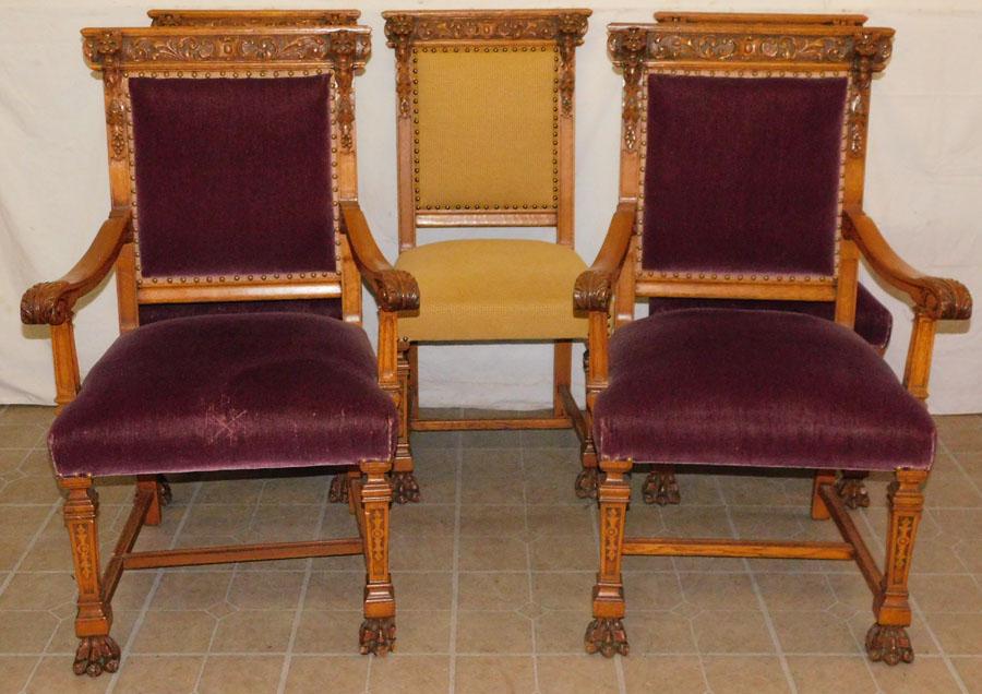 5 Carved Oak Chairs Attributed To R.J. Horner (1 of 5)