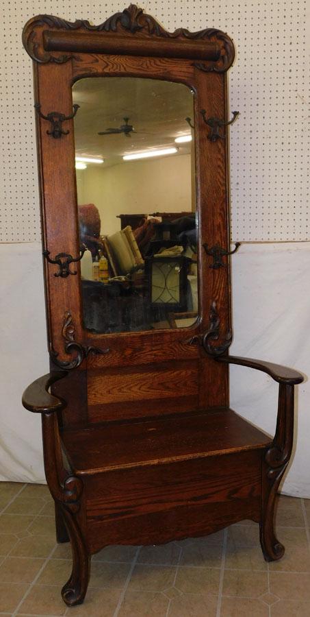 Antique Carved Oak Hall Tree (1 of 9)