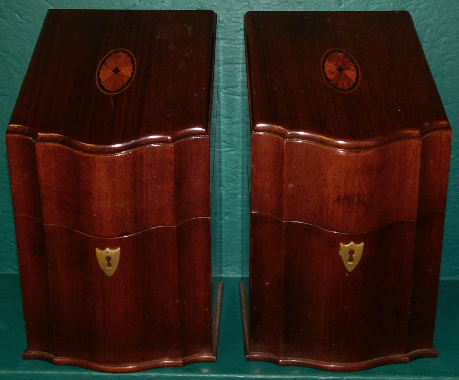 Pair Contemporary Mah Inlaid Flatware Boxes (1 of 3)