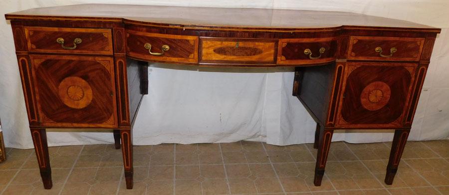 19th C Mahogany Inlaid Side Board (1 of 16)