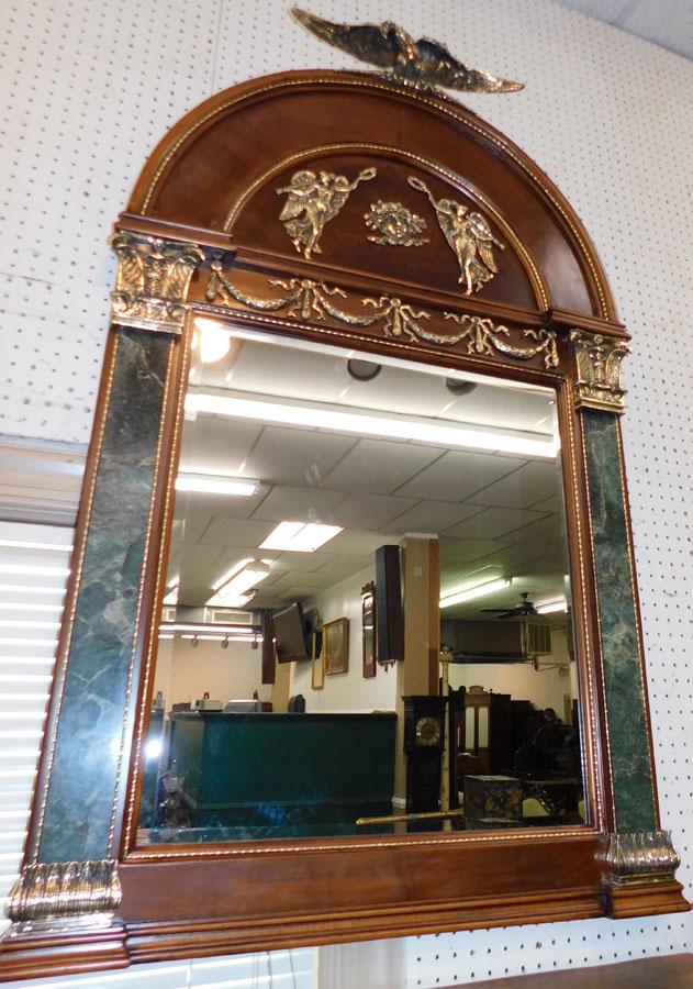 Mahogany Marble & Brass Eagle Crest Mirror (1 of 8)