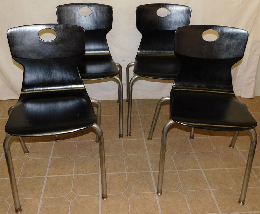 4 MCM Laminate Bent Wood & Chrome Chairs (1 of 3)