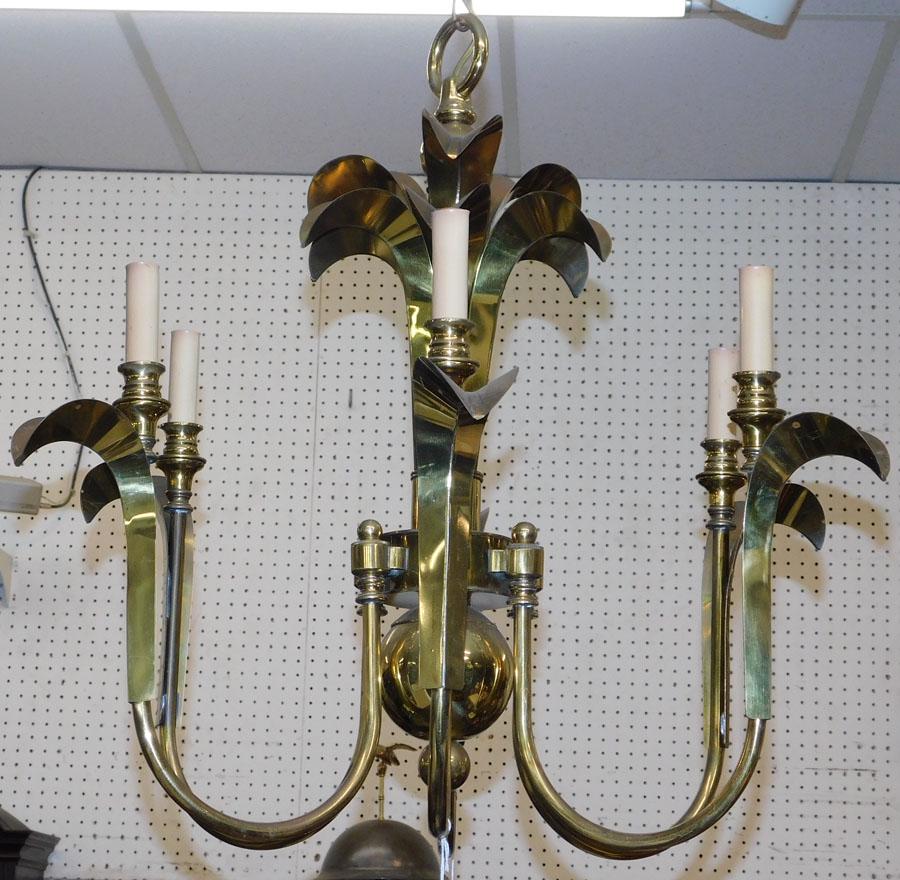Brass 6 Light Mid-Century Modern Chandelier (1 of 2)
