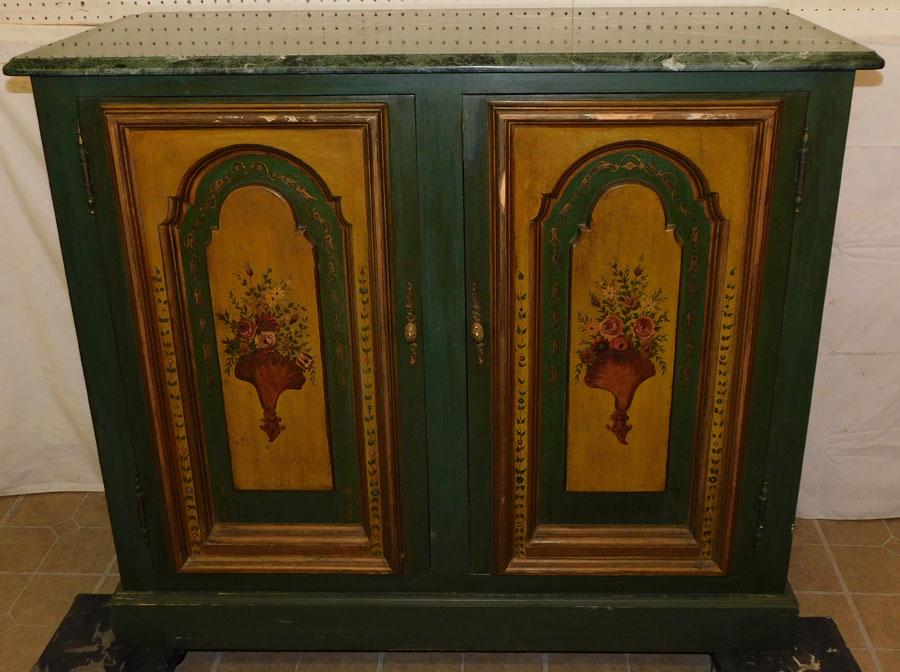 Paint Decorated Marble Top Cabinet (1 of 7)