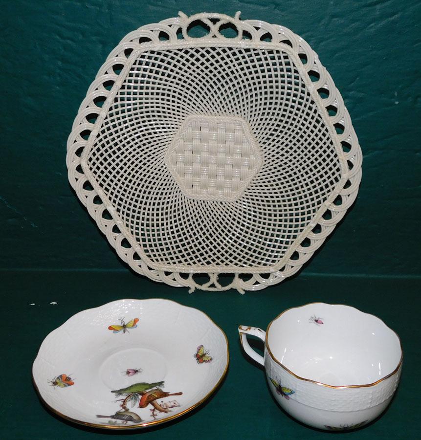 Herend Cup & Saucer - Belleek Plate (1 of 8)